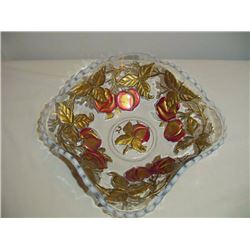 Large Opalescent Goofus Glass Bowl