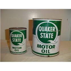 Quaker State Oil Tins (2) (1 Quart And 1 Gallon)