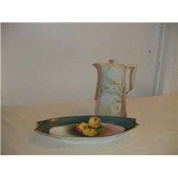 German Porcelain Cocoa Pot And Serving Dish