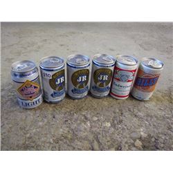 Full Old Beer Cans (6) (J.R., Great Western, Billy, Budweiser)