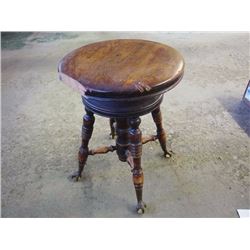 Piano Stool, Claw Foot, Used as Sawhorse, Damage on Top
