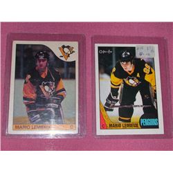 Mario Lemieux 1985 Rookie Hockey Card and 1987 Hockey Card (Both Cards Original & Near Mint Conditio