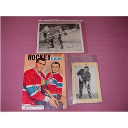 Rocket Richard and Habs Hockey Pictures & 1958 Hockey Magazine (Rocket Richard Cover)