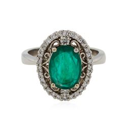 14KT White Gold 1.73ct Emerald and Diamond Ring