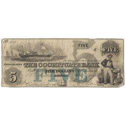 1853 $5 The Cochituate Bank Boston Obsolete Bank Note