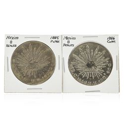 Set of (2) 1885-1886 8 Reales Mexico Silver Coins