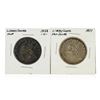Image 1 : Set of (2) 1858-O and 1877 Silver Liberty Seated Half Dollar Coins