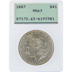 1887 $1 Morgan Silver Dollar Coin PCGS MS63