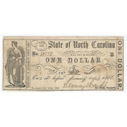1866 $1 The State of North Carolina Obsolete Bank Note