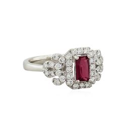 Platinum 0.64ct Unheated Ruby and Diamond Ring GIA Appraised