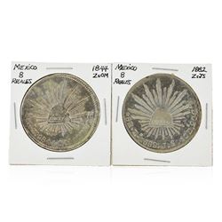 Set of (2) 1844 and 1882 8 Reales Mexico Silver Coins