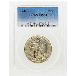 1944 Walking Liberty Half Dollar Coin PCGS MS64