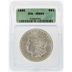 1896 $1 Morgan Silver Dollar ICG Graded MS64