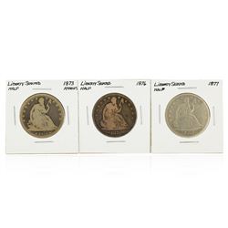 1873 Arrows, 1876, and 1877 Silver Liberty Seated Half Dollar Coins