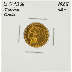 1925-D $2 1/2 Indian Head Quarter Eagle Gold Coin