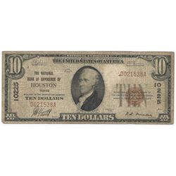1929 $10 Houston Texas National Currency Note