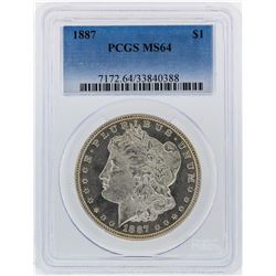 1887 $1 Morgan Silver Dollar PCGS Graded MS64