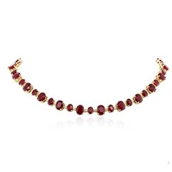 14KT Yellow Gold 44.89ctw Ruby and Diamond Necklace