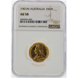 1901M 1 Sovereign Australia Gold Coin NGC AU58
