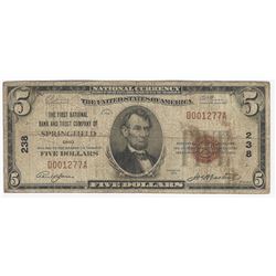 1929 $5 Springfield Ohio National Currency Note