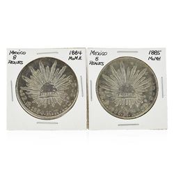 Set of (2) 1884-1885 8 Reales Mexico Silver Coins