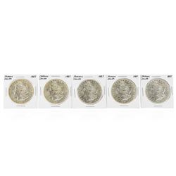 Set of (5) 1887 $1 Morgan Silver Dollar Coins