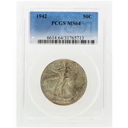 1942 Walking Liberty Half Dollar Coin PCGS MS64