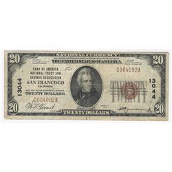 1929 $20 San Francisco California National Currency Note