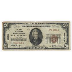 1929 $20 San Francisco California National Currency Note