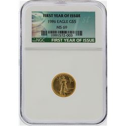 1986 $5 American Gold Eagle Coin First Year Issue NGC Graded MS69