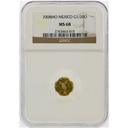 2008 1/20 oz Mexico Gold Libertad Coin NGC Graded MS68