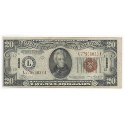 1934A $20 Federal Reserve Emergency Hawaii Note