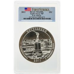 2011 America the Beautiful 5oz Silver Coin Gettysburg PCGS MS69PL