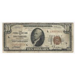 1929 $10 San Francisco California National Currency Note