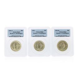 Set of (3) Booker T Washington Half Dollar Commemorative Coins PCGS MS65 & MS66