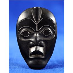 Pat McGuire Carved Argillite Bolo of a Haida Slave 1966 1 1/4"x 1 7/8"  Good Condition