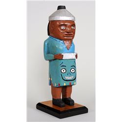 Tlingit Totem Carved with Hunan Figure by W.D. Mathews 12 1/2" H. 4" W.  Good Condition