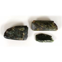 Three Northwest Coast Jade Adze 1 3/4" L. - 2 1/2" L.