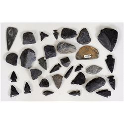 31 Northwest Coast Stone Bird Points and Scrapers 3/4" L. - 2" L.