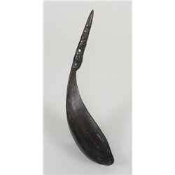 19TH C. Northwest Coast Horn Spoon with Figural Handle 7 1/2" L. 1 5/8" W.  Good Condition