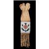 Image 2 : Plains Beaded Pipe Bag with Different Floral Design on Each Side ca. 1900  23" L. 5 1/2" W.  Good Co