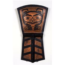 Northwest Coast Copper with Incised Grizzly Bear Design by J. Dozort 1973  18 3/4" H. 10" W.  Good C