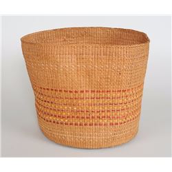 Haida Spruce Root Basket with Imbricated Beaded Motif 11" D. 10" H.  Good Condition