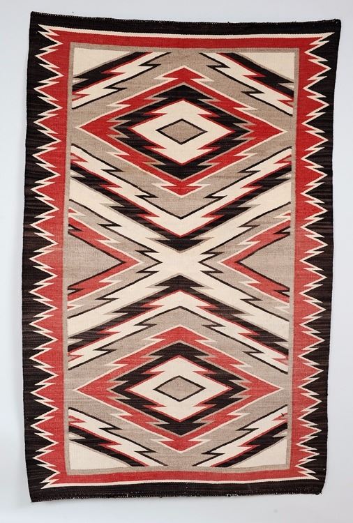 Navajo Rug with Natural Dye 46"x 74" Good Condition with Loss to Edge