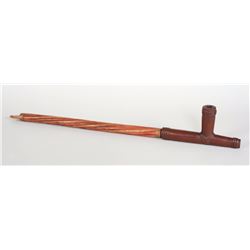 Early Plains Catlinite Pipe 7 1/2" L. 3 3/4" H. with Wood Stem 20" L.  Good Condition
