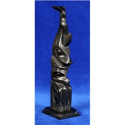 Rufus Moody Carved Argillite Killer Whale and Eagle Signed Rufus Moody Skidegate Mission 8 3/4" H. 2