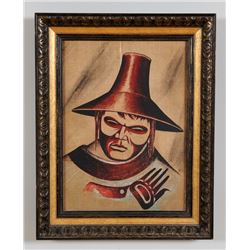 Pat McGuire Original Blind Halibut Fisherman Painting 1967  11 3/4"x 15" Framed  Good Condition