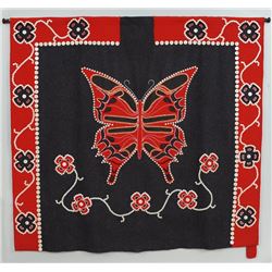 Kwakiutl Humumu Crest Button Robe with Butterfly Motif Made by Alison Isaac 54"x 58"  Good Condition