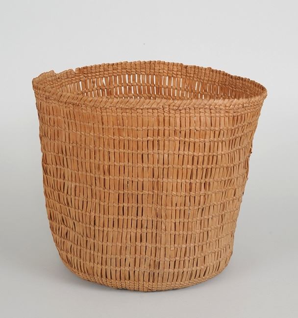 Haida Clam Gathering Basket 11" D. 11" H. Fair Condition