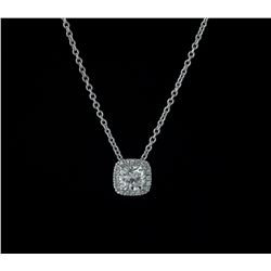 1.58 TCW Ideal Square Diamond Necklace w/ Halo